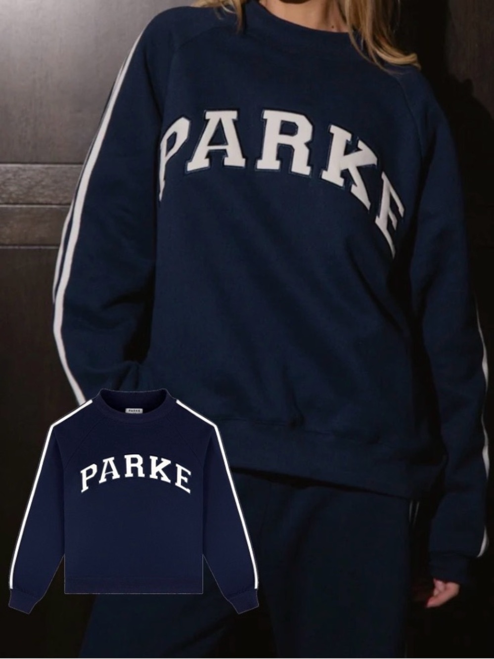 NWT PARKE Sport Stripe Fleece Mockneck- Shadow Navy/ Size XL/XXL